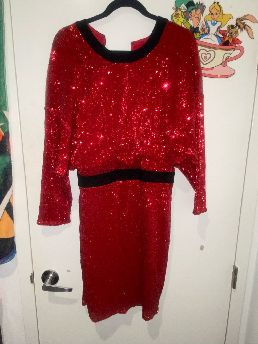 WYATT Red Sequin Long Sleeve Midi Dress Size 10